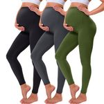 VALANDY Maternity Leggings Over Bump Buttery Soft Belly Support Stretchy Adjustable High Waisted Pregnancy Pants Yoga Pajama Olive