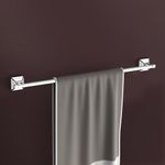 Plantex 304 Grade Stainless Steel Towel Holder/Hanger for Bathroom/Towel Rod/Bar/Stand/Bathroom Accessories - Pack of 1, Squaro (24 inch - Chrome)