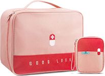 OCEANEVO Medicine Pouch for Travel, Medicine Bag, First Aid Organizer Bag for Home, Office, Travel - Set of 2 - Pink