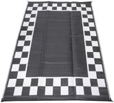 Venture Forward Reversible RV Patio Mat, Checkered Frame, 9’ x 12’