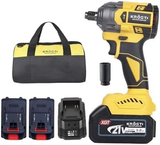KROST Pro Series 500NM XR Torque Cordless Brushless Impact Wrench, Super Compact,Auto Stop Function, Forward/Reverse Rotation (Double Batteries)
