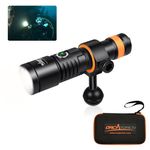 ORCATORCH D530V 1200 Lumen Scuba Diving Video Torch 120 Degrees Super Wide Beam Angle, Underwater 150 Meters Diving Photography Light with Safety Lock Function and Battery Power Indicator
