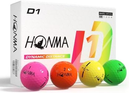 Honma 2024 D1 Distance Golf Balls,Extra Soft Feel with Long Distance,High Speed Core with Low Spin Design,Low Compression Golfballs Perfect for Men,Women Beginners,1 Dozen, Mix Color