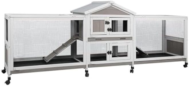 Gowoodhut Large Outdoor Rabbit Hutch Indoor Bunny Cage with Double Runs