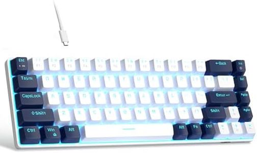 Portable 60% Mechanical Gaming Keyboard, MageGee MK-Box LED Backlit Compact 68 Keys Mini Wired Office Keyboard with Red Switch for Windows Laptop PC Mac - White/Blue