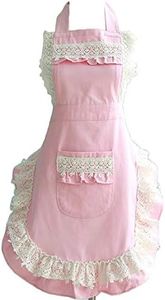 Lovely Lace Work Pink Aprons Home Shop Kitchen Cooking Tools Gifts for Women Aprons for Christmas Gift