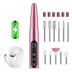 NAILGIRLS Cordless Nail Drill Professional, Rechargeable 35000RPM Electric Nail Drill Machine Kit for Acrylic Gel Nails Tools, Portable Nail File Manicure Pedicure Kit for Nails Tools, Rose Pink