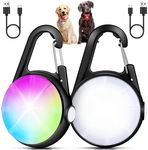 Dog Lights for Night Walking, 2 Pack 4 RGB Modes Dog Collar Light, Rechargeable Dog Walking Light for Nighttime Clip On, IP68 Waterproof Safety Light for Running, Cycling, Camping (Black)