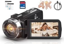 Video Camera Camcorder HD 4K 80MP with IR Night Vision, 18X Digital Zoom Webcam Video Recorder, 3.0 Inch 270 Degree Rotation IPS Screen Vlogging Camera for YouTube with Two Batteries, and 32GB SD Card