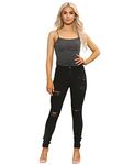 989Zé ENZO Womens Skinny Jeans Ripped Trousers Ladies Denim Slim Fit Stretch Distressed Pants (as8, Numeric, Numeric_16, Regular, Regular, Black, 16, Skinny)