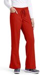 Barco Grey's Anatomy Women's Junior-Fit Five-Pocket Drawstring Scrub Pant - XX-Small Petite - Hot Tamale