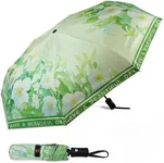 SY COMPACT Travel Umbrella Windproof Automatic Umbrellas-Factory Outlet umbrella-Green Leaves White Flowers