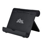 KING OF FLASH Portable Desk Multi Angle Stand Holder for 4-12" Tablet, Pad, Smartphone, Phone & Various Devices (Black)