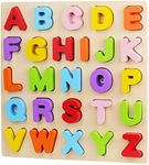 Alphabet Puzzle, WOOD CITY ABC Letter Puzzles for Toddlers1 2 3 Years Old, Educational Learning Toys for Toddlers, Alphabet Toys with Puzzle Board & Letter Blocks, Best Surprise for Girls and Boys