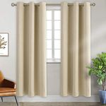 BGment Blackout Curtains - Grommet Thermal Insulated Room Darkening Bedroom and Living Room Curtain, 2 Panels of 42 x 84 Inch, Beige