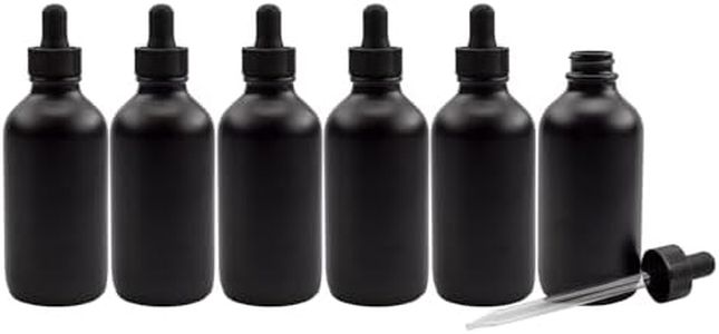 Cornucopia 4oz Black Glass Dropper Bottles (6-Pack), Refillable Glass Eye Dropper Containers for Essential Oils, Cosmetics, and Cooking