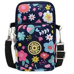 Multifunction Mini Crossbody Bag, TCHEER Waterproof 3 Layer Phone Pouch Purse Teenage Girl Gifts for Smartphone 6.5" Makeups Cash Keys Cards (Flower 3)