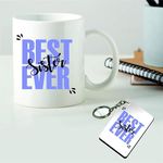 PICRAZEE “Best Sister Ever” Gift for Sister on Her Birthday (1 pc Ceramic Coffee Mug with Wooden Key Ring) (Best Sister Ever)