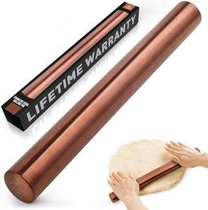 Zulay Kitchen 15.9 inch Professional Stainless Steel Rolling Pin - Lightweight Metal French Rolling Pin - Perfect for Baking, Fondant, Pizza Dough Roller, Dumpling - Copper