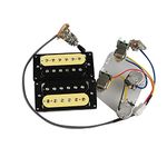 Double coil pickup Guitar Pickups Humbucker Pickups Neck And Bridge Pickup 4C Wiring Harness Push-pull Single Cut Set For Gibson Epiphone Guitar (Color : Zebra Black Frame)