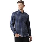 Thomas Scott Men's Checkered Slim Fit 100% Cotton Casual Shirt with Cutaway Collar and Full Sleeve BERRY BLUE