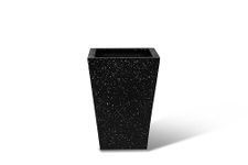 JP PLANTERS 30 Inch Tall Tapered Rectangle Cube Planter 15" L x 15" W x 20" H - Large Modern Plant Pot for Home, Garden, Patio, Indoor Outdoor Use, with Drainage Hole - Poly Black