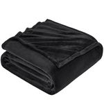 EHEYCIGA Fleece Blanket Black Throws for Sofas Large Fluffy Warm Soft Blanket for Bed Settees Armchairs, Fit All Season, Queen, 220x240cm