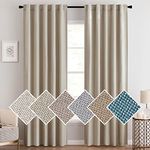 MIULEE Linen Curtains 96 Inches Long Blackout Curtain Panels for Bedroom/Living Room Curtain Drapes Thermal Insulating Texture Rod Pocket & Back Tab 2 Panels -Beige