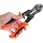 Heavy Duty Bolt Cutter Pliers, Mini Bolt Croppers 8 Inch with Easy Grip Handles, High Strength Compact Screw Cutter Pliers, Wire Fence Cutter for Cutting Fencing, Barbed Wire, Nails and Screw Cutter