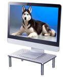 Adjustable Steel Monitor Stand Riser Ergonomic Vented for Laptop TV or Printer. Silver