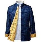 BOZEVON Mens Womens Chinese Tang Suit Tops - Spring Autumn Both Sides Coat Jacket Long Sleeve Martial Arts Kung Fu Shirts Chinese Tang Suit National Costumes, XL/Style 05 - Men