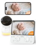 BOIFUN 5.5 inch AI 4MP Baby Monitor Pro Max: App (Wi-FI) and Monitor (No Wi-FI) Control, Upgrade AI Detection (Tummy Sleeping & Face Area), Colorful Night Light, 360° Camera, Motion & Sound Detection