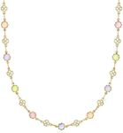 Barzel 18K Gold Plated Multicolor Flower Necklace for Women - Made In Brazil (24 Inches)