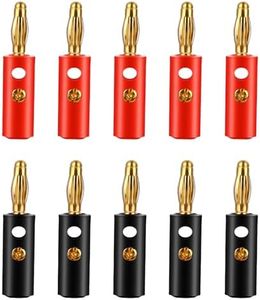 cobee 10Pcs 4mm Speaker Banana Plugs, Gold Plated Banana Plugs for Speaker Wire, Open Screw Type Speaker Connector