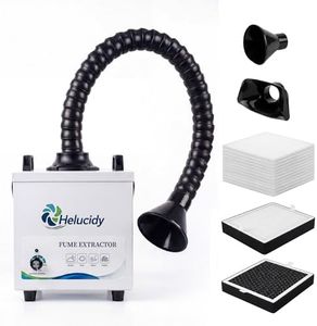 Fume Extractor, Solder Fume Extractor, Strong Suction 250m³/h, 100W Smoke Absorber with HEPA and Carbon Filter, 12 PCS Pre-Filter, Low Noise Soldering Fume Extractor for Laser Welding and 3D Printing