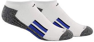 adidas Men's Cushioned X Ii 2-Pack No Show, White/Black/Hi-res Blue, Large