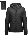 Outdoor Ventures Women's Packable Lightweight Full-Zip Puffer Jacket with Hood Quilted Winter Coat