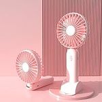 Hand Held Fan, Rechargeable USB Fan for 3 Adjustable Speed, Foldable Desk Desktop Fans , Battery Operated Electric Powered Mini Fan for Girls Women Kids Home Office Ceiling Travel Ceiling (pink)