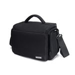 CADeN Compact Camera Shoulder Crossbody Bag Case Compatible for Nikon, Canon, Sony SLR/DSLR Mirrorless Cameras and Lenses Waterproof (1.0 L, Black)