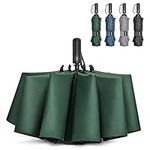 G4Free 62 Inch Large Golf Umbrella Compact Reverse Travel Umbrella 10 Ribs Windproof for Rain Double Canopy Automatic Open Close (Dark Green)