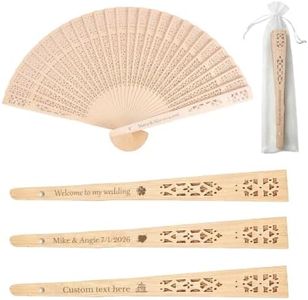 RSQGT Personalized Hand Fans for Wedding Guests Custom Folding Fan Bulk