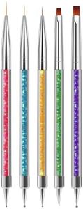 MAGIC ARMOR 5pcs Double Ended Nail Art Brushes Set Nail Dotting Tools Professional gel nail brush 3D Nail Art Point Drill Drawing Brush Pen Manicure Care Tool for DIY Nail Art Designs Nail Art pen