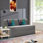 Urban Decor Sofa | Two-Seater, 4 x 6 Feet, Sofa Cum Bed | Sofa Cum Bed with Cushion & Jute Fabric for Living Room - Color Grey