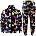 Arssm Retro 80s 90s Outfit Sets for Men Vintage Jacket and Joggers Sweatpants 80s Tracksuit Streetwear, Black, Medium