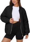 Tanming Womens Puffer Jacket Casual Lightweight Quilted Padded Puffy Coat Zip Up Active Bomber Jacket(Black-M)