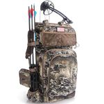 FunVZU Hunting Backpack for Men,Saddle Hunting Bag with Bow Holder, Compound Bow Hunting Backpack & Duffle Bags, Forest Rock Camo, L, Large Capacity