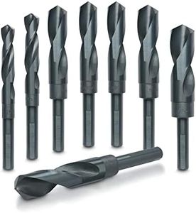 HILTEX 10005 Jumbo Silver & Deming Drill Bit Set, 8 Piece, 1/2" Inch Shank Industrial Large Drill Bit Set 9/16” Drill Bit to 1" Drill Bit, Metal Drill Bits for Steel, Reduced Shank Drill Press Bits