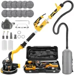 Gyfent Drywall Sander, 880W 7.3-Amp Popcorn Ceiling Removal Tool with 1100-2100RPM 5 Variable Speed 12pcs Sanding Discs Electric Drywall Sander with Vacuum Dust Collector LED Light for Ceiling Sanding