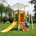 Avenlur Forest Modern Toddler Swing Set: Endless Fun for Ages 18 Months to 4-5 Years - Slide, Rock Wall, Ladder, Clubhouse Fort, Durable Swing - Easy Climbing Handles - Premium Quality!