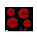 Baridi 60cm Built-In Ceramic Hob 4 Cooking Zones, Black Glass, 6000W with Touch Controls, Timer, Residual Heat Indicator and Child Safety Lock, Hard Wired, No Plug Included - DH131